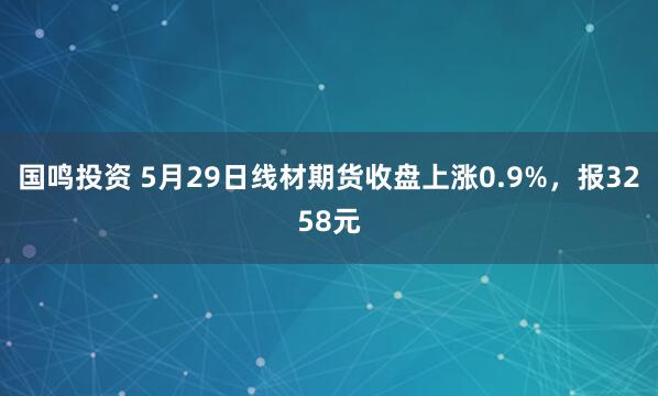 国鸣投资 5月29日线材期货收盘上涨0.9%，报3258元