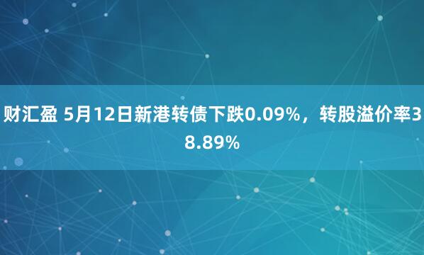 财汇盈 5月12日新港转债下跌0.09%，转股溢价率38.89%